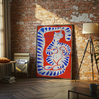 Expressive Cat Pop Art Print, Minimal Colorful Cat Wall Décor