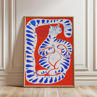 Expressive Cat Pop Art Print, Minimal Colorful Cat Wall Décor