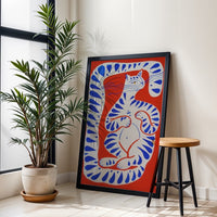 Expressive Cat Pop Art Print, Minimal Colorful Cat Wall Décor