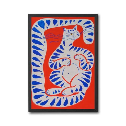 Expressive Cat Pop Art Print, Minimal Colorful Cat Wall Décor