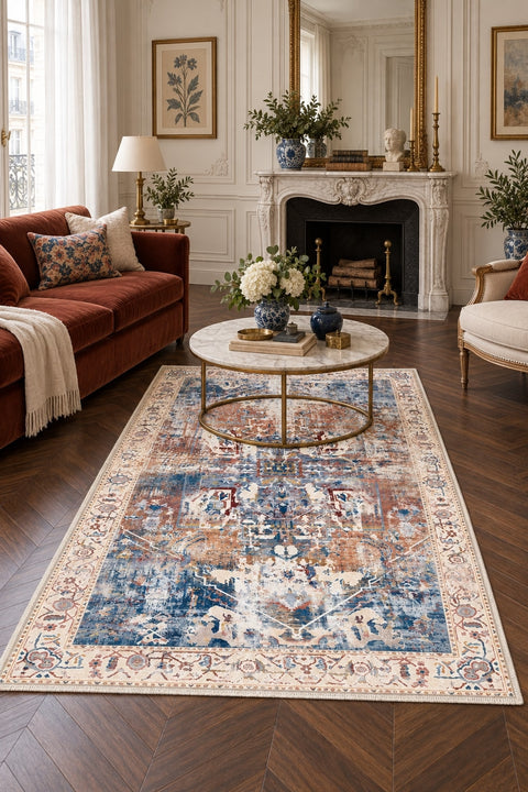 Abstract Contemporary Area Rug in a living room