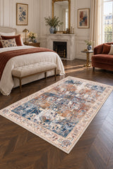 Abstract Contemporary Area Rug in a bedroom