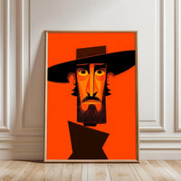 Expressive Cowboy Pop Art Décor Poster – Minimal Western Wall Poster