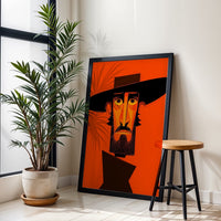 Expressive Cowboy Pop Art Décor Poster – Minimal Western Wall Poster