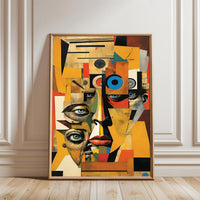 Non-Figurative Cubist Face Home Art Décor Poster – Minimal Geometric Portrait Print