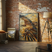 Non-Figurative Eagle in Flight Painting Décor Poster, Sleek Bird Wall Poster