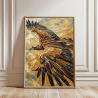 Non-Figurative Eagle in Flight Painting Décor Poster, Sleek Bird Wall Poster
