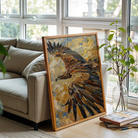 Non-Figurative Eagle in Flight Painting Décor Poster, Sleek Bird Wall Poster