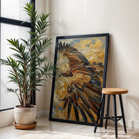 Non-Figurative Eagle in Flight Painting Décor Poster, Sleek Bird Wall Poster