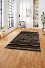Abstract Ethnic Area Rug – Brown in a living room