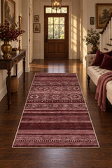 Abstract Ethnic Area Rug – Burgundy in a hallway