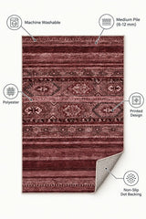 Abstract Ethnic Area Rug – Burgundy – features