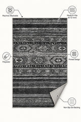 Abstract Ethnic Area Rug – Gray – features