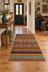 Abstract Ethnic Area Rug – Multicolor in a hallway