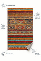 Abstract Ethnic Area Rug – Multicolor – features