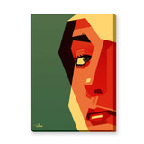 Abstract Face Geometric Wall Art – Bold Cubist Portrait in Green