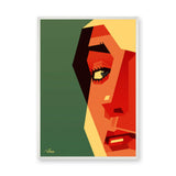 Abstract Face Geometric Wall Art – Bold Cubist Portrait in Green