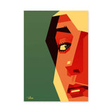 Abstract Face Geometric Wall Art – Bold Cubist Portrait in Green