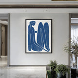 Abstract Figure Minimalist Line Art Wall Art – Blue Seated Portrait