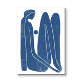 Abstract Figure Minimalist Line Art Wall Art – Blue Seated Portrait