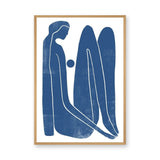 Abstract Figure Minimalist Line Art Wall Art – Blue Seated Portrait