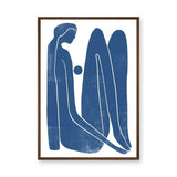 Abstract Figure Minimalist Line Art Wall Art – Blue Seated Portrait