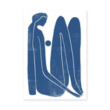 Abstract Figure Minimalist Line Art Wall Art – Blue Seated Portrait