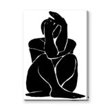 Abstract Figure Minimalist Wall Art – Black-and-White Curled Line Portrait