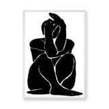 Abstract Figure Minimalist Wall Art – Black-and-White Curled Line Portrait