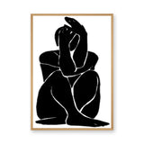 Abstract Figure Minimalist Wall Art – Black-and-White Curled Line Portrait