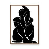 Abstract Figure Minimalist Wall Art – Black-and-White Curled Line Portrait