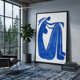 Abstract Figure Minimalist Wall Art – Blue Contour Portrait Print