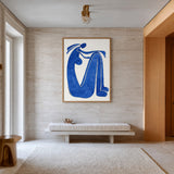 Abstract Figure Minimalist Wall Art – Blue Contour Portrait Print