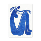 Abstract Figure Minimalist Wall Art – Blue Contour Portrait Print
