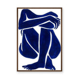 Abstract Figure Minimalist Wall Art – Blue Seated Line-Art Portrait
