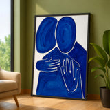 Abstract Figures Modern Wall Art – Blue Embrace on White