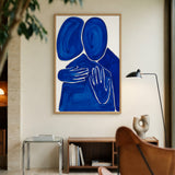Abstract Figures Modern Wall Art – Blue Embrace on White