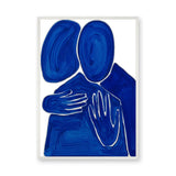 Abstract Figures Modern Wall Art – Blue Embrace on White
