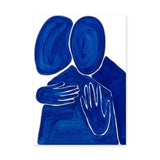 Abstract Figures Modern Wall Art – Blue Embrace on White
