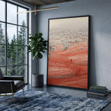 Abstract Forest Line Art Wall Art – Red Contour Landscape Print