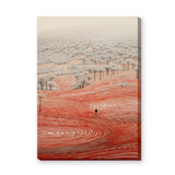 Abstract Forest Line Art Wall Art – Red Contour Landscape Print