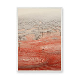 Abstract Forest Line Art Wall Art – Red Contour Landscape Print