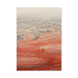 Abstract Forest Line Art Wall Art – Red Contour Landscape Print