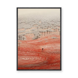 Abstract Forest Line Art Wall Art – Red Contour Landscape Print