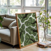Non-Figurative Green Leaves Pattern No.9576 Aesthetic Home Art Décor Poster