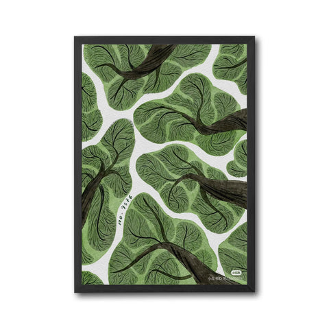 Non-Figurative Green Leaves Pattern No.9576 Aesthetic Home Art Décor Poster