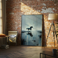 Non-Figurative Horse Landscape Wall Poster – Sleek Running Horse Print