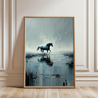 Non-Figurative Horse Landscape Wall Poster – Sleek Running Horse Print