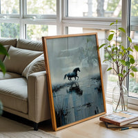 Non-Figurative Horse Landscape Wall Poster – Sleek Running Horse Print