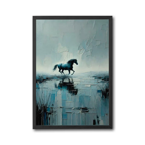 Non-Figurative Horse Landscape Wall Poster – Sleek Running Horse Print